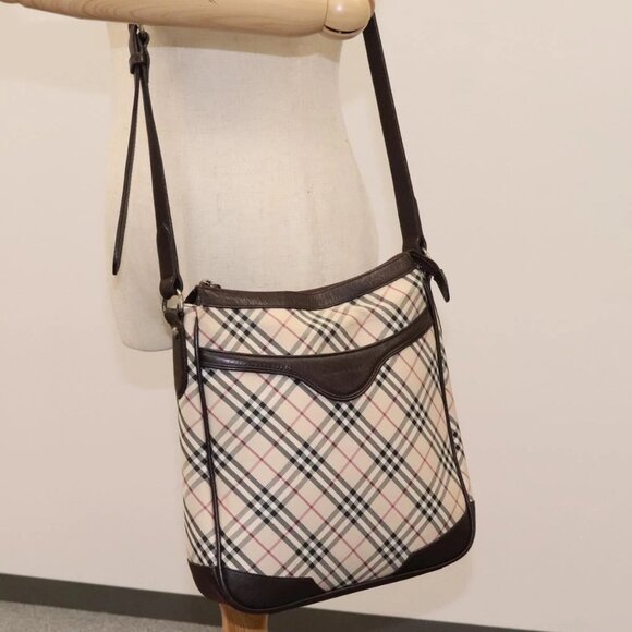 BURBERRY Nova Check Shoulder Bag Canvas Leather Beige Auth BD1036 - Picture 14 of 16